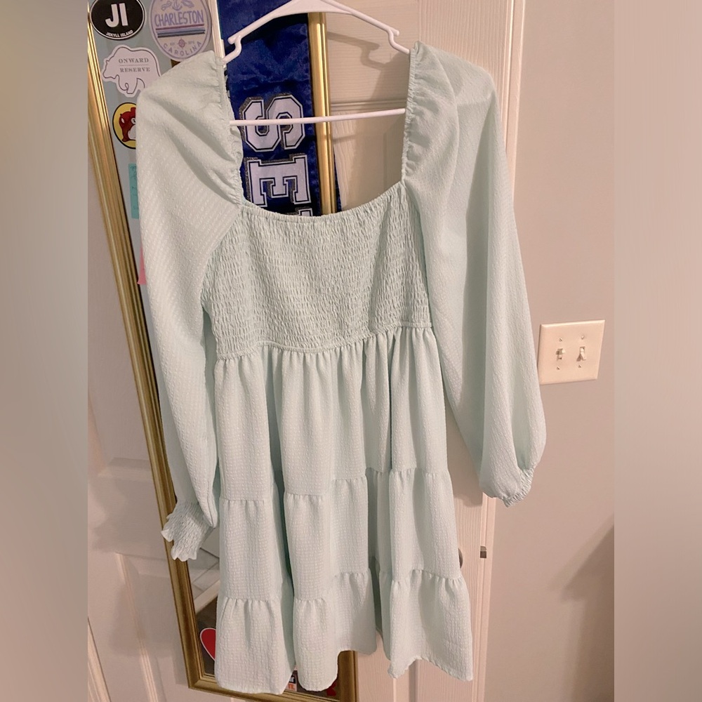 Blue Long Sleeve Dress